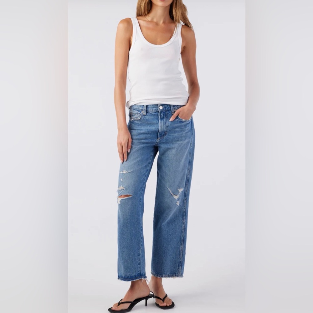 Barely Worn AMO Light Blue Distressed Billie Straight-Leg Jeans Sz 25